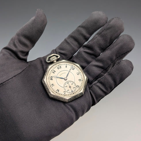 1918年左右 古董 Hampden 懷錶 金鍍八角形錶殼 運作良好